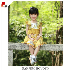 high quality hand embroidery yellow dress